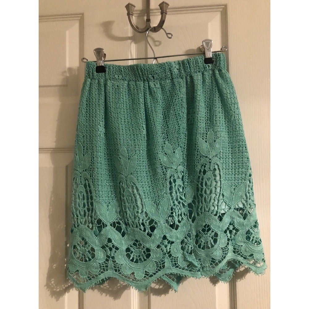 Hope’s Boutique - Mint blue green lace skirt
